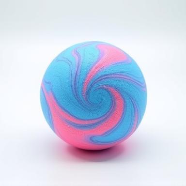 Vibrant blue and pink swirled bath bomb